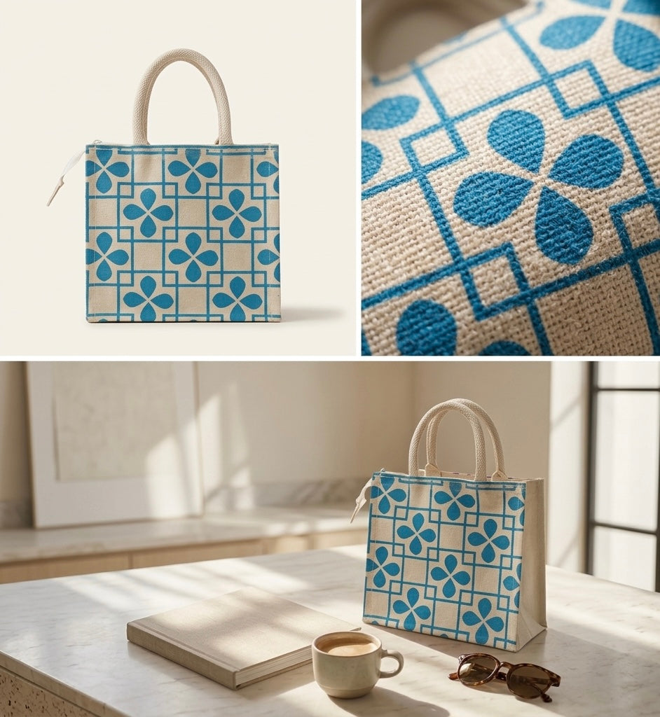 Azure Grid Mini Handbag
